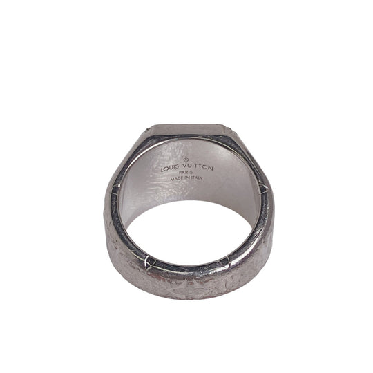 LOUIS VUITTON Ring M62487 metal Silver Monogram signet ring mens M Used Authentic