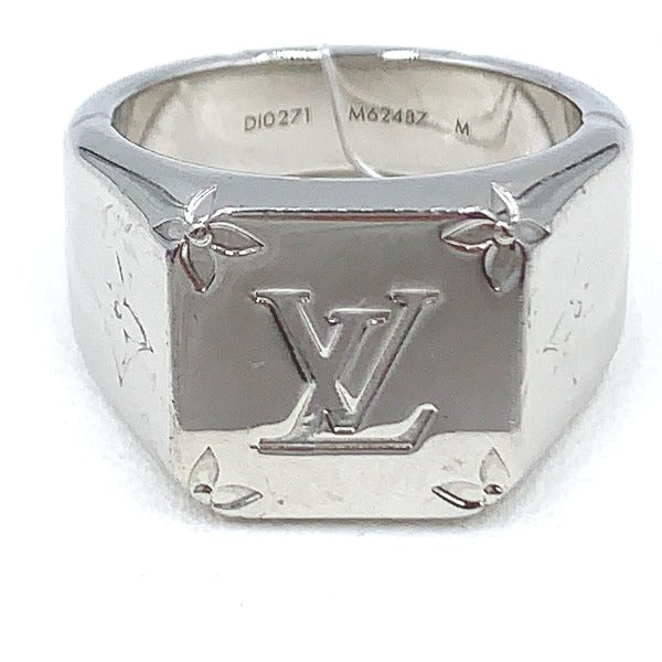 LOUIS VUITTON Ring M62487 metal Silver Monogram signet ring mens M Used Authentic