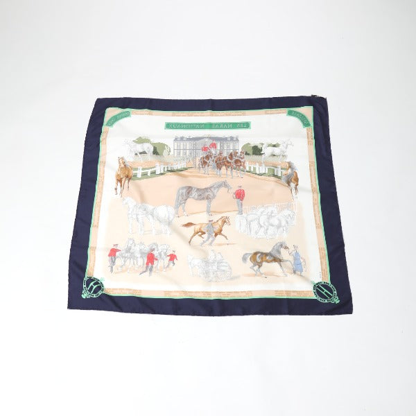 HERMES scarf silk Navy LES HARAS NATIONAUX Carre90 Carre90 Women Used Authentic
