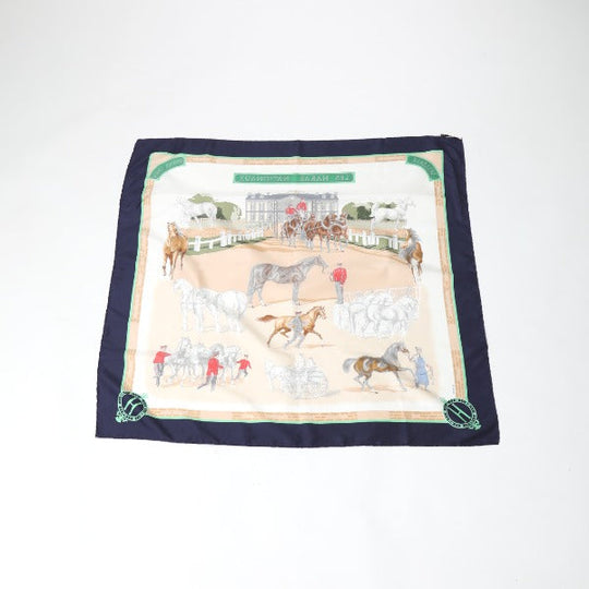 HERMES scarf silk Navy LES HARAS NATIONAUX Carre90 Carre90 Women Used Authentic