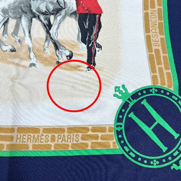 HERMES scarf silk Navy LES HARAS NATIONAUX Carre90 Carre90 Women Used Authentic