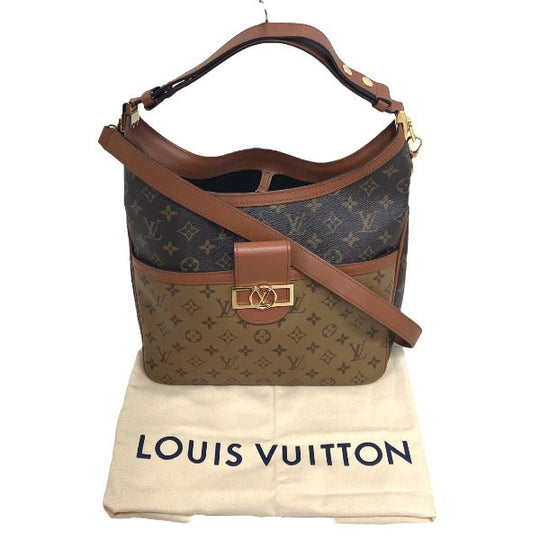 LOUIS VUITTON Shoulder Bag M45195 Monogram canvas Brown Shoulder Bag Monogram reverse Hobo Dauphine MM Women Used Authentic