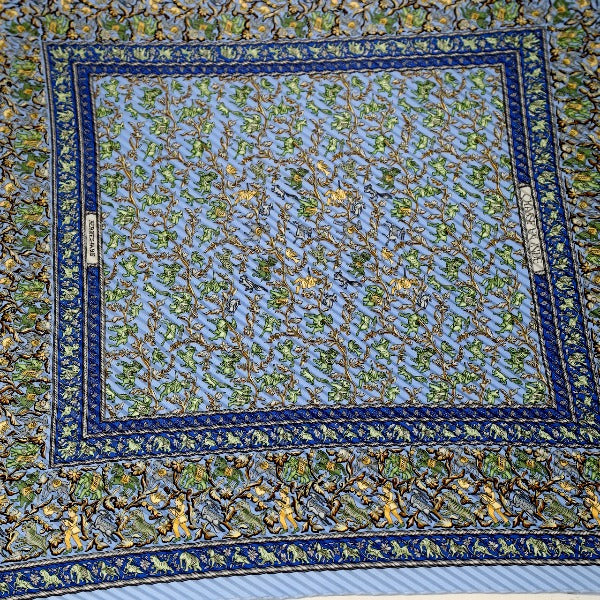 HERMES scarf silk blue 100% silk Pleated Women Used Authentic