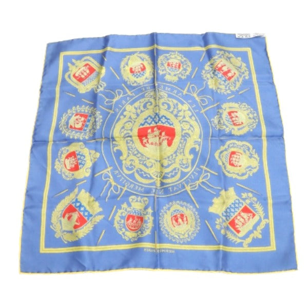 HERMES handkerchief silk blue Handkerchief Carre45 100% silk Women Used Authentic