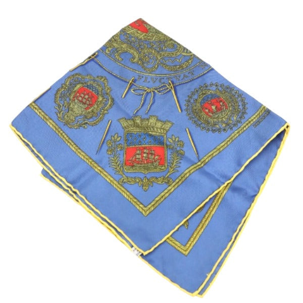 HERMES handkerchief silk blue Handkerchief Carre45 100% silk Women Used Authentic
