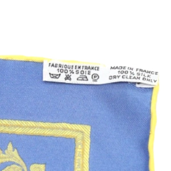 HERMES handkerchief silk blue Handkerchief Carre45 100% silk Women Used Authentic