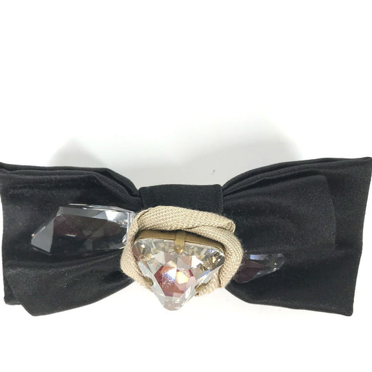 MIUMIU Brooch 5AJD36 Rayon, Silk black Ribbon, Ribbon, Bijou Women Used Authentic