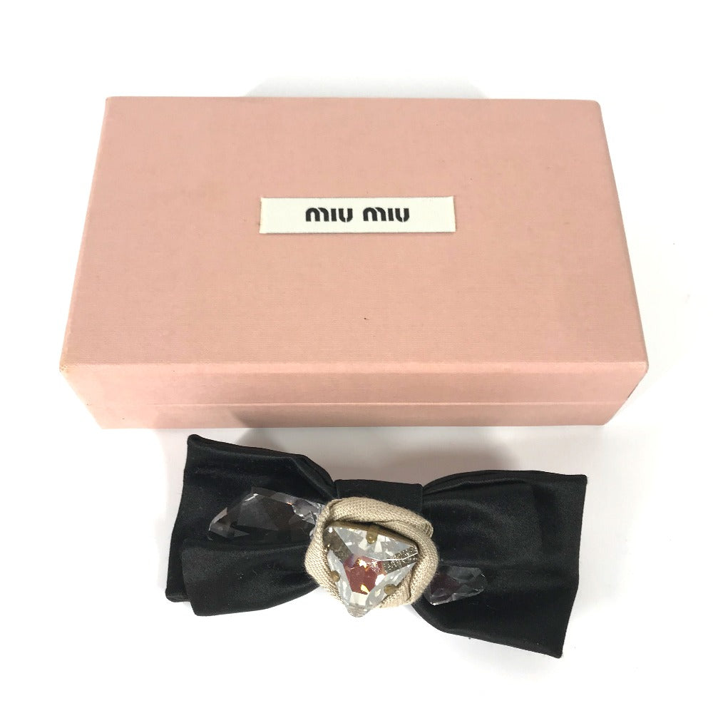 MIUMIU Brooch 5AJD36 Rayon, Silk black Ribbon, Ribbon, Bijou Women Used Authentic