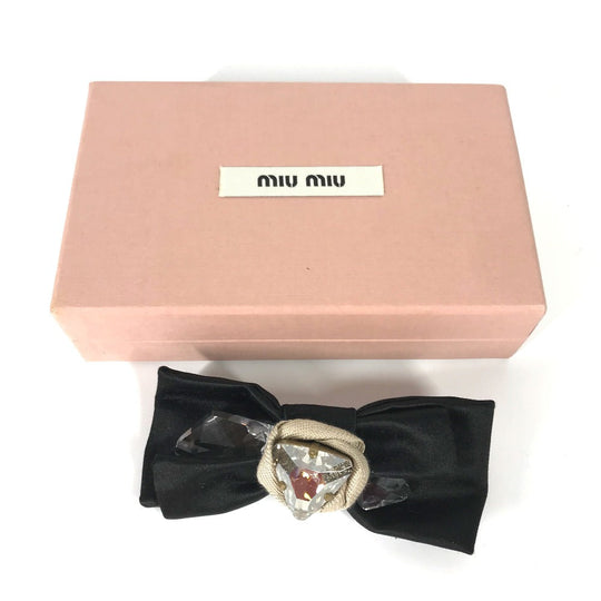 MIUMIU Brooch 5AJD36 Rayon, Silk black Ribbon, Ribbon, Bijou Women Used Authentic