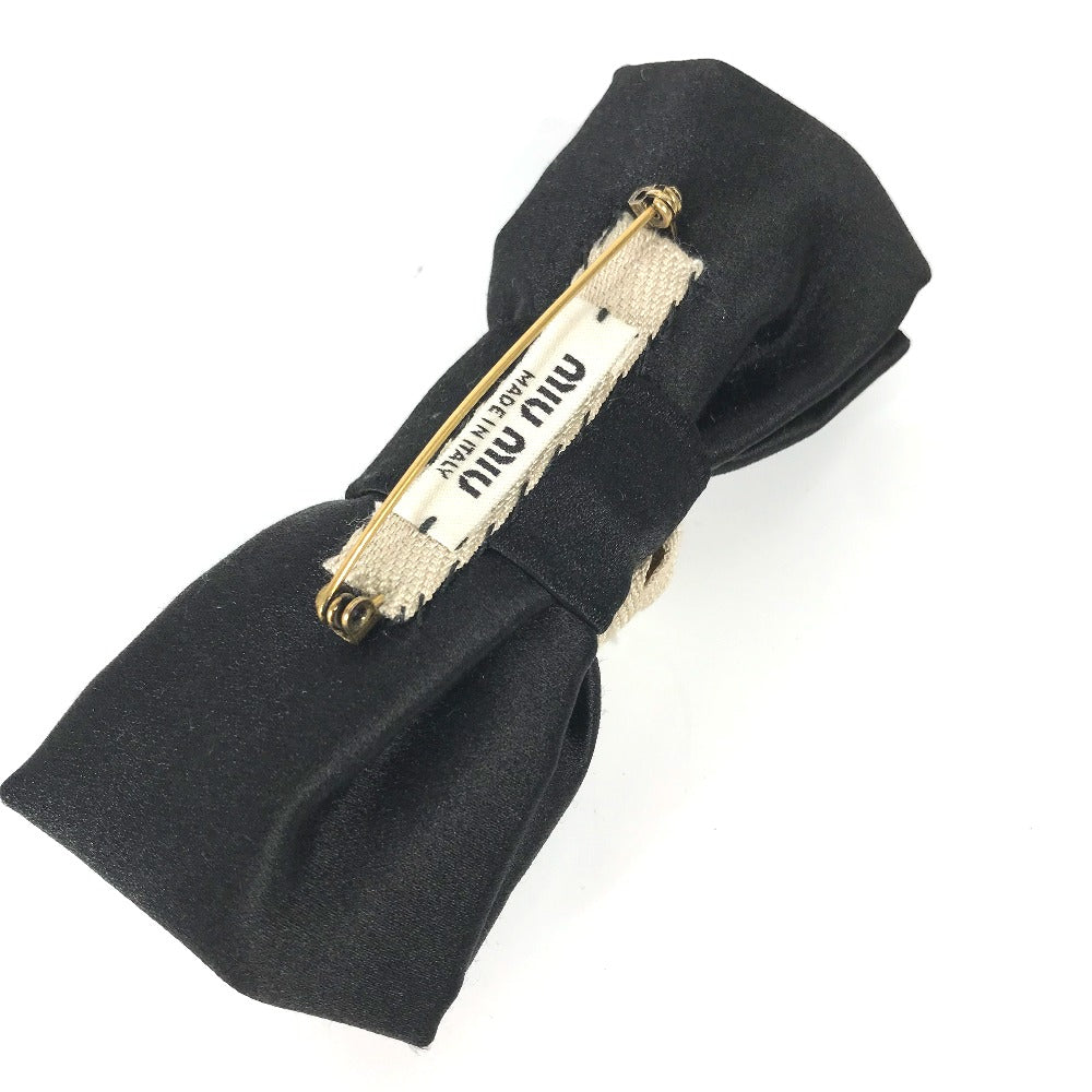 MIUMIU Brooch 5AJD36 Rayon, Silk black Ribbon, Ribbon, Bijou Women Used Authentic