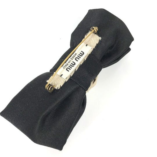 MIUMIU Brooch 5AJD36 Rayon, Silk black Ribbon, Ribbon, Bijou Women Used Authentic