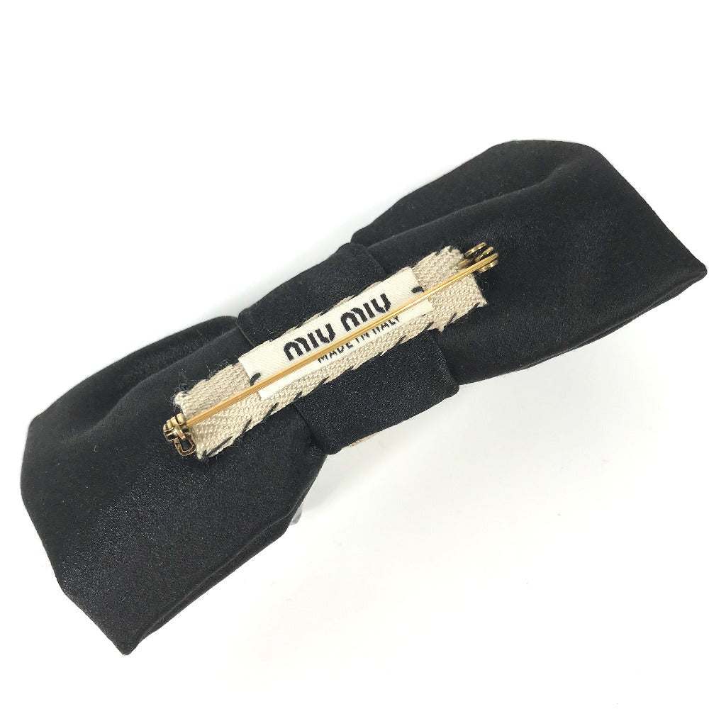MIUMIU Brooch 5AJD36 Rayon, Silk black Ribbon, Ribbon, Bijou Women Used Authentic