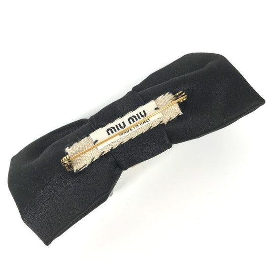 MIUMIU Brooch 5AJD36 Rayon, Silk black Ribbon, Ribbon, Bijou Women Used Authentic