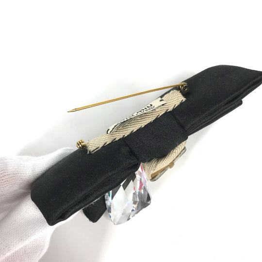 MIUMIU Brooch 5AJD36 Rayon, Silk black Ribbon, Ribbon, Bijou Women Used Authentic