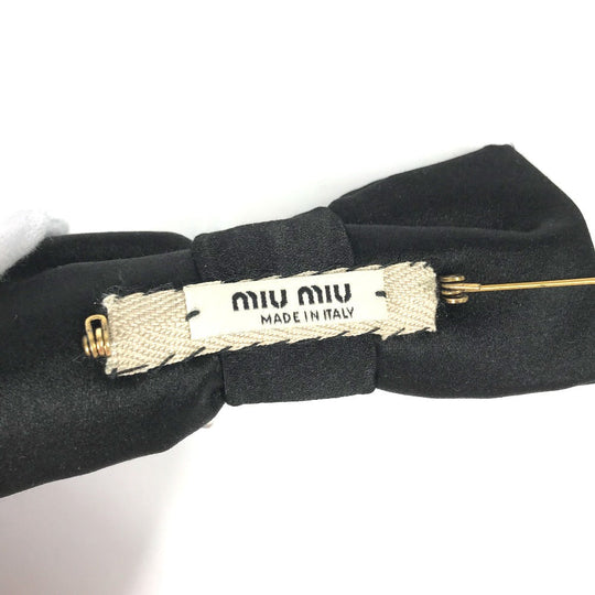 MIUMIU Brooch 5AJD36 Rayon, Silk black Ribbon, Ribbon, Bijou Women Used Authentic