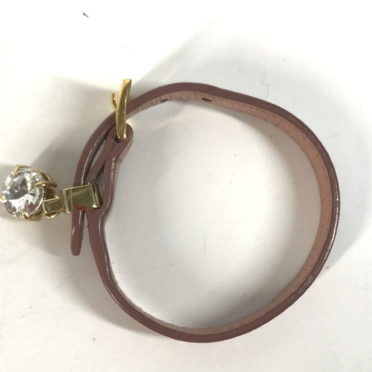 MIUMIU bracelet leather pink Rhinestone Women Used Authentic
