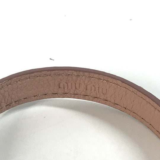 MIUMIU bracelet leather pink Rhinestone Women Used Authentic