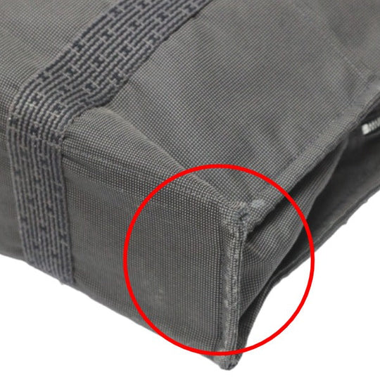HERMES Tote Bag canvas gray Tote Bag Business bag Her LineTote MM unisex(Unisex) Used Authentic