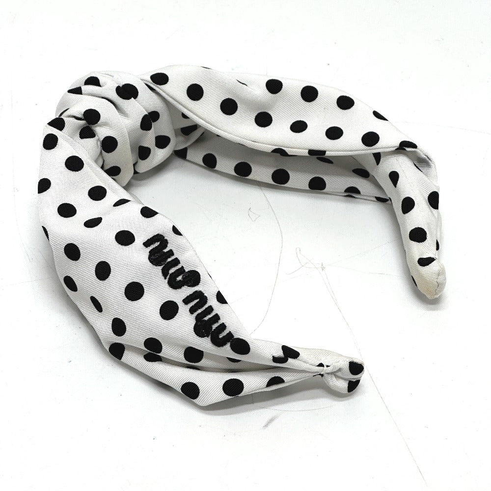 MIUMIU hair accessory 5IH032 Nylon white hair accessory Dot Pattern Polka dot Women Used Authentic