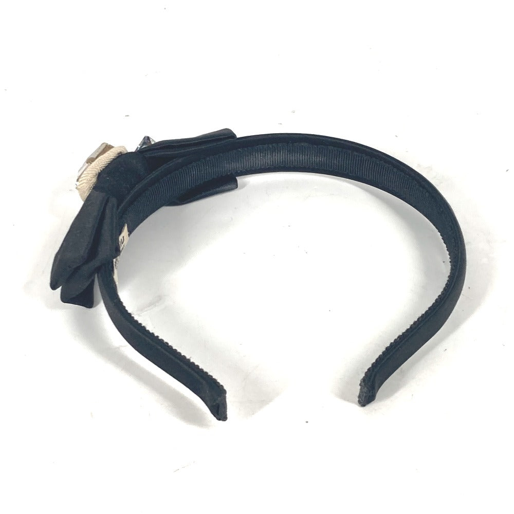 MIUMIU hair accessory Satin black crystal Women Used Authentic