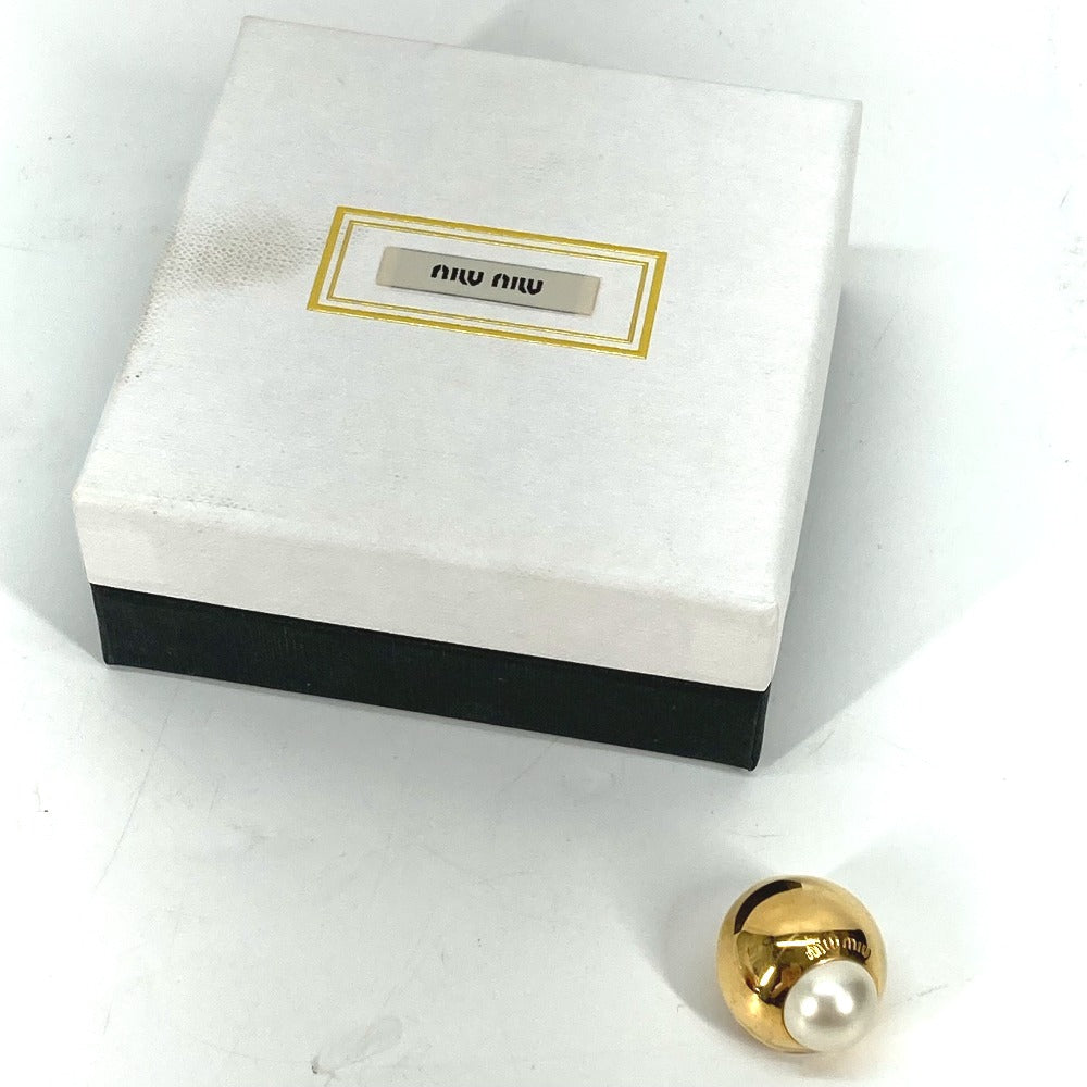 MIUMIU Earring metal gold logo fake pearl ear cuff Women Used Authentic