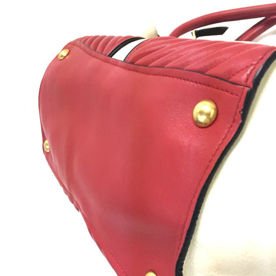 MIUMIU Handbag RN1032 Nappa leather white 2WAY Shoulder Bag nappa biker Women Used Authentic