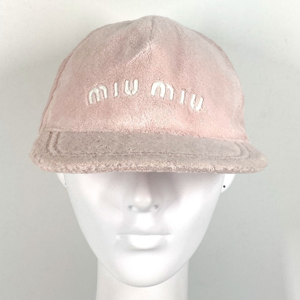 MIUMIU cap 5HC179 Cotton, Polyester pink logo terry cloth Women L Used Authentic