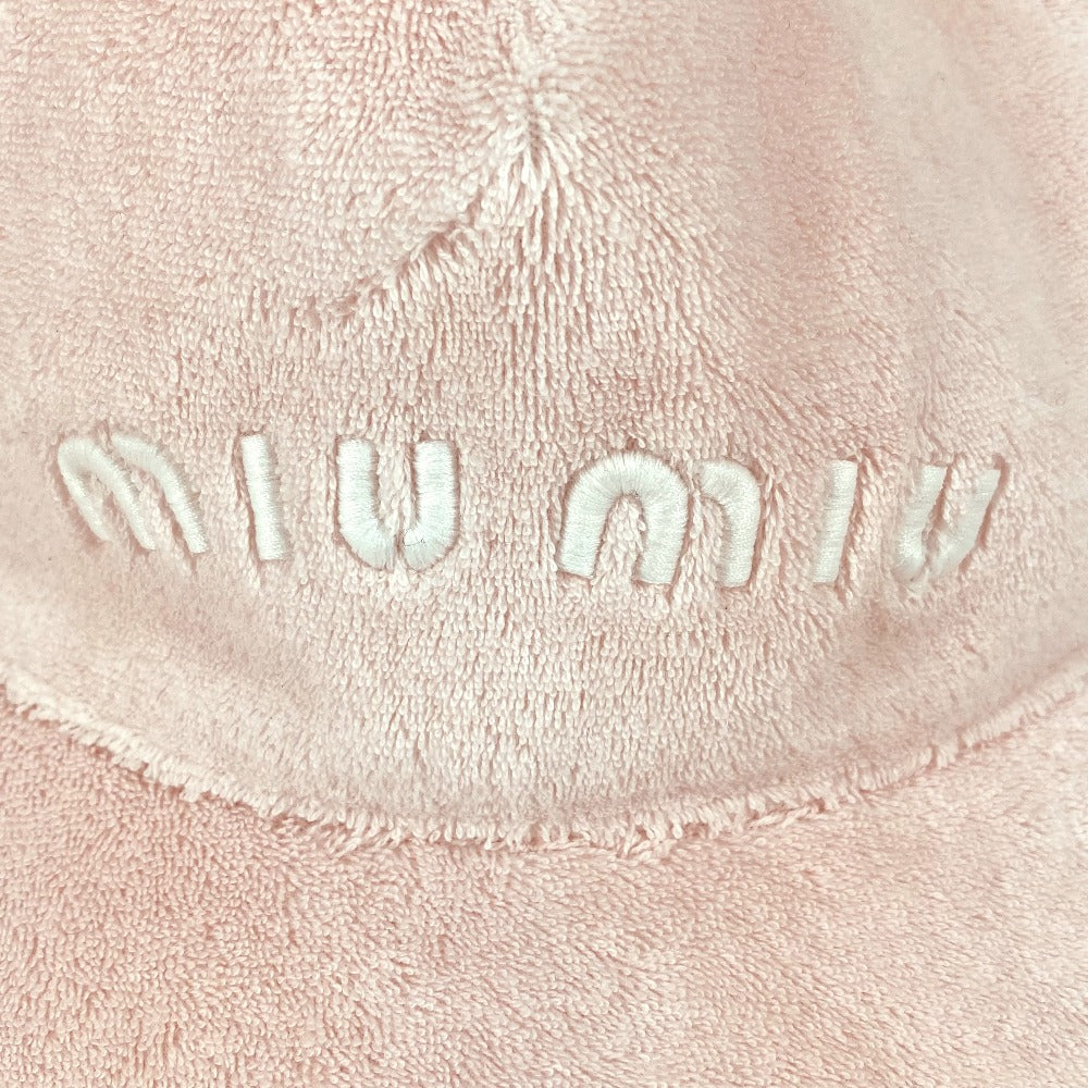 MIUMIU cap 5HC179 Cotton, Polyester pink logo terry cloth Women L Used Authentic