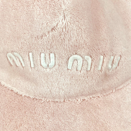 MIUMIU cap 5HC179 Cotton, Polyester pink logo terry cloth Women L Used Authentic