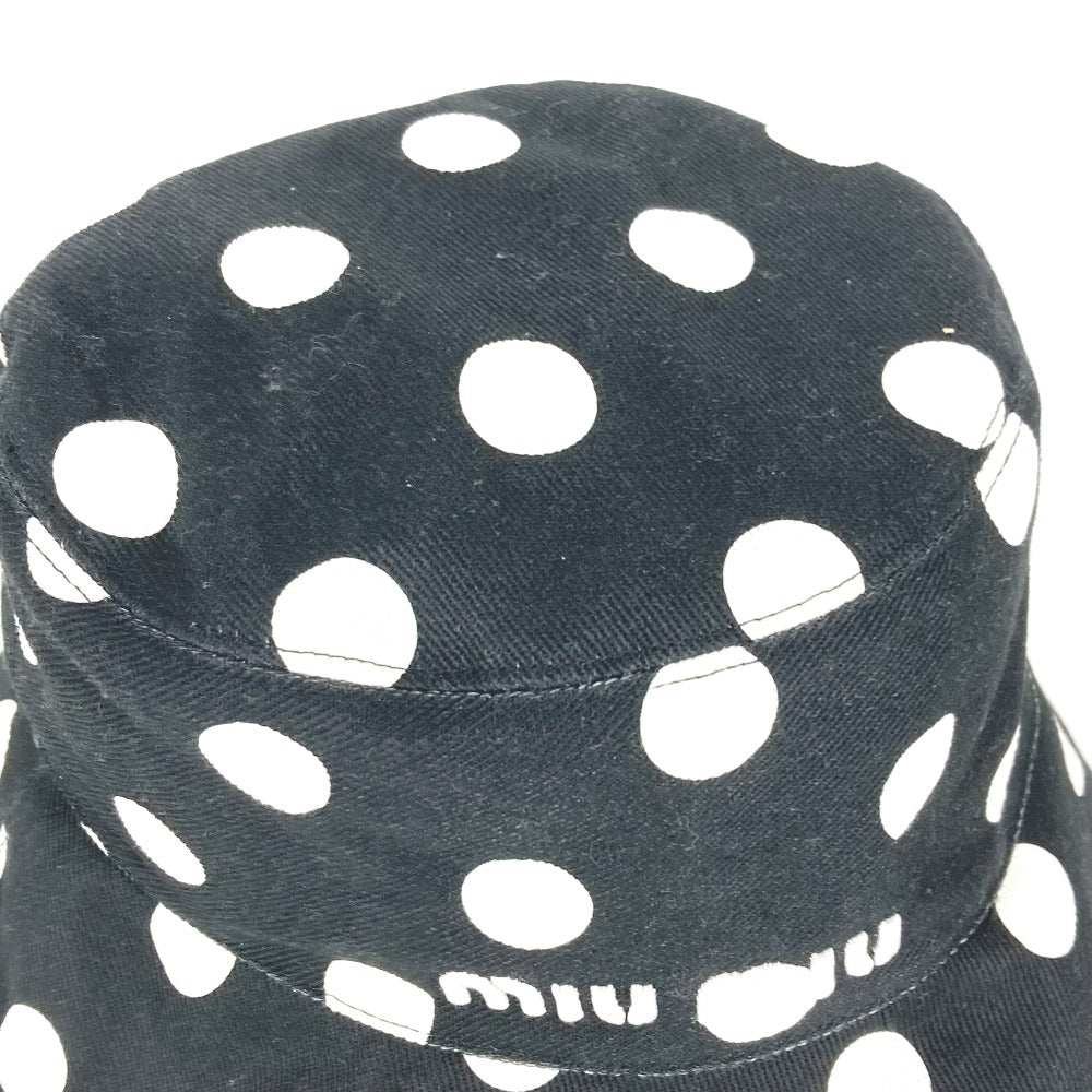 MIUMIU hat 5HC196 cotton black logo dot polka dot Women S Used Authentic