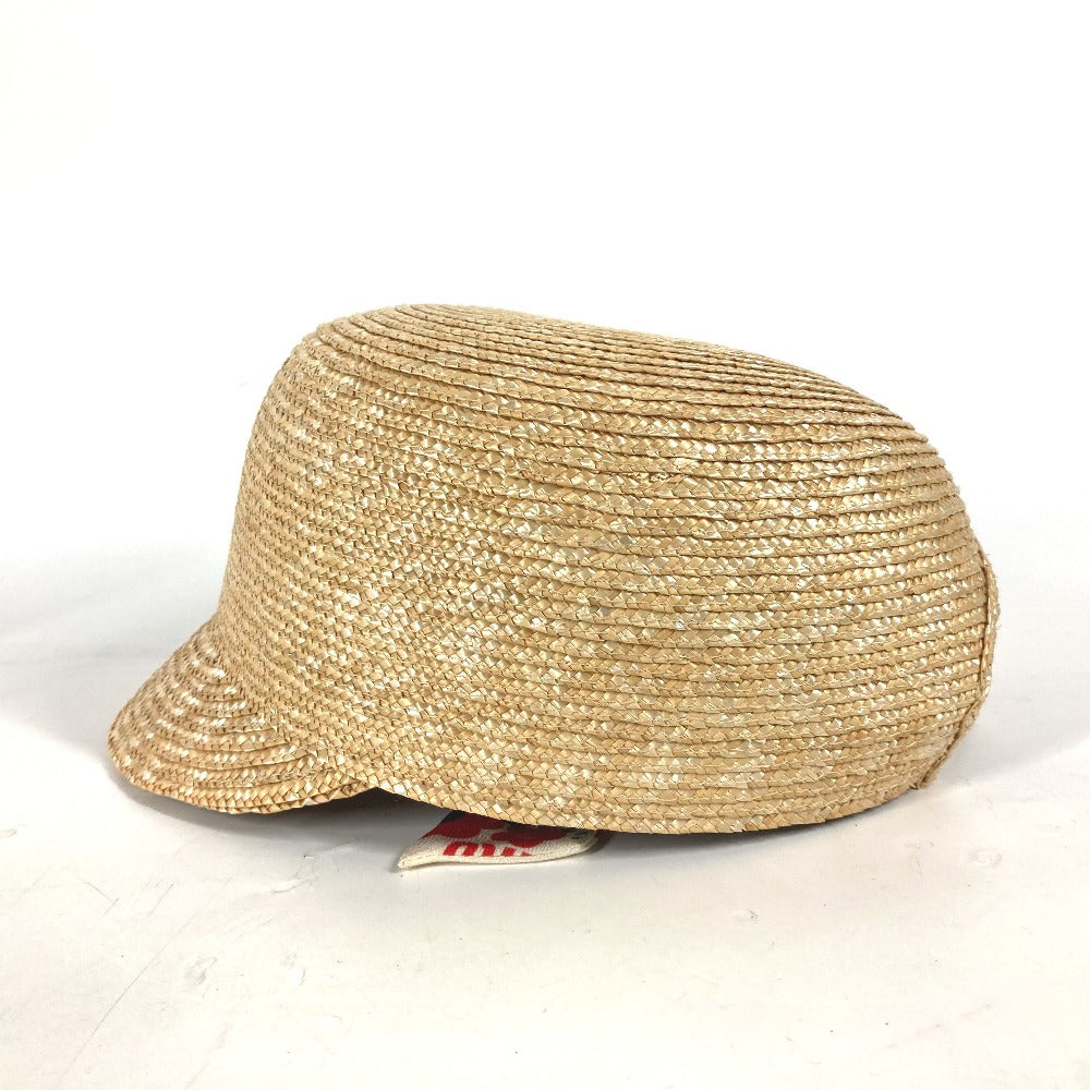 MIUMIU cap straw beige Ribbon Ribbon Flower Floral Women Used Authentic