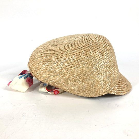 MIUMIU cap straw beige Ribbon Ribbon Flower Floral Women Used Authentic