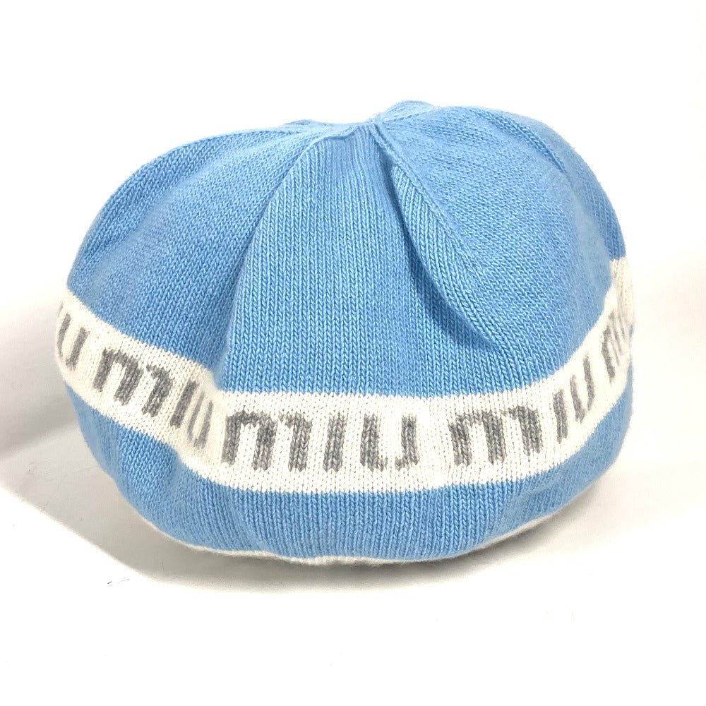 MIUMIU Knit hat 5HC260 Wool, Cashmere blue beanie hat knit hat knit cap logo Women Used Authentic