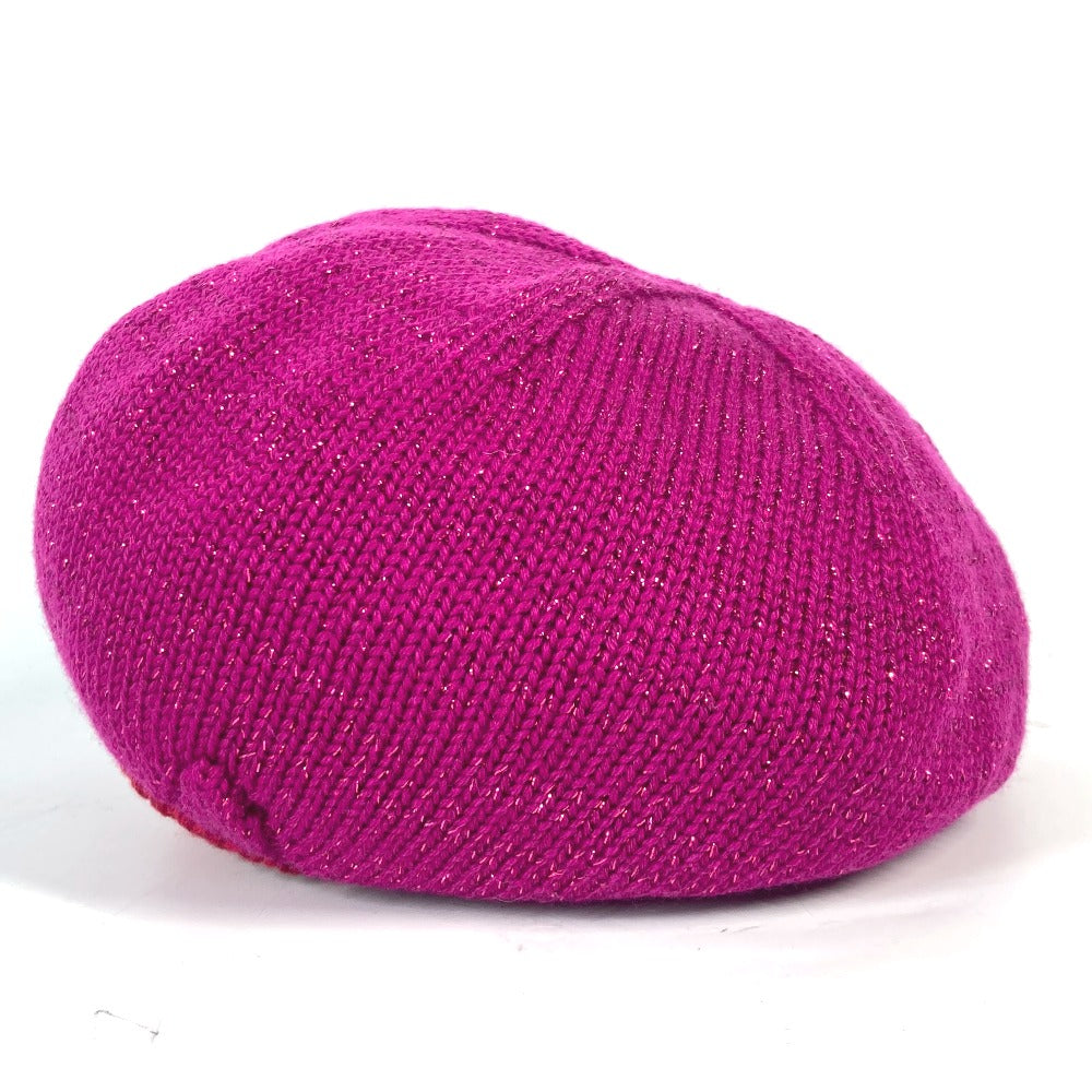 MIUMIU beret Polyester, Wool Pink type Glitter Bicolor Women M Used Authentic