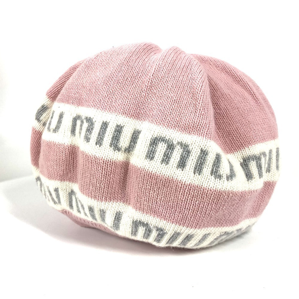 MIUMIU Knit hat 5HC260 Wool, Cashmere pink By color logo Women Used Authentic