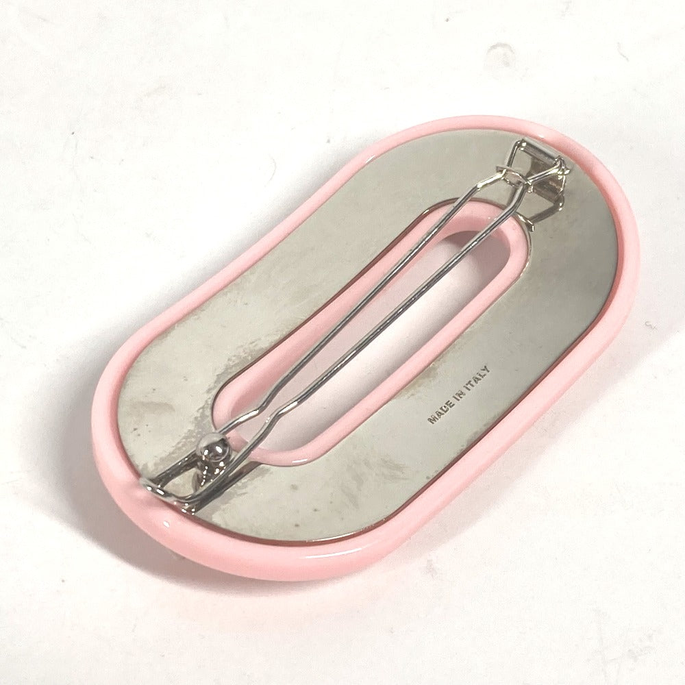 MIUMIU Valletta plastic pink hairpin logo rhinestone Women Used Authentic