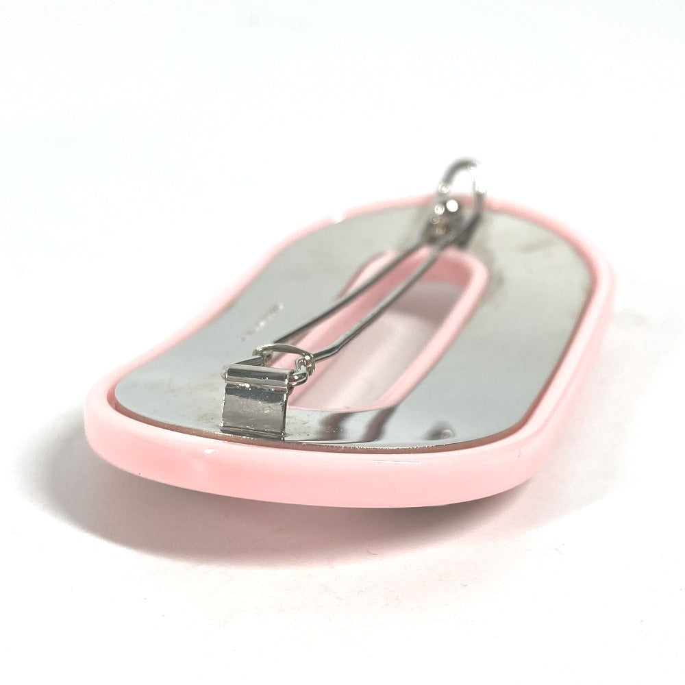 MIUMIU Valletta plastic pink hairpin logo rhinestone Women Used Authentic