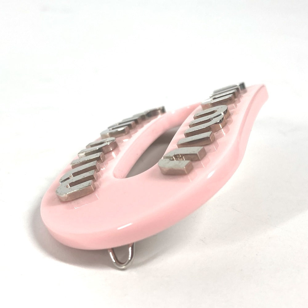 MIUMIU Valletta plastic pink hairpin logo rhinestone Women Used Authentic