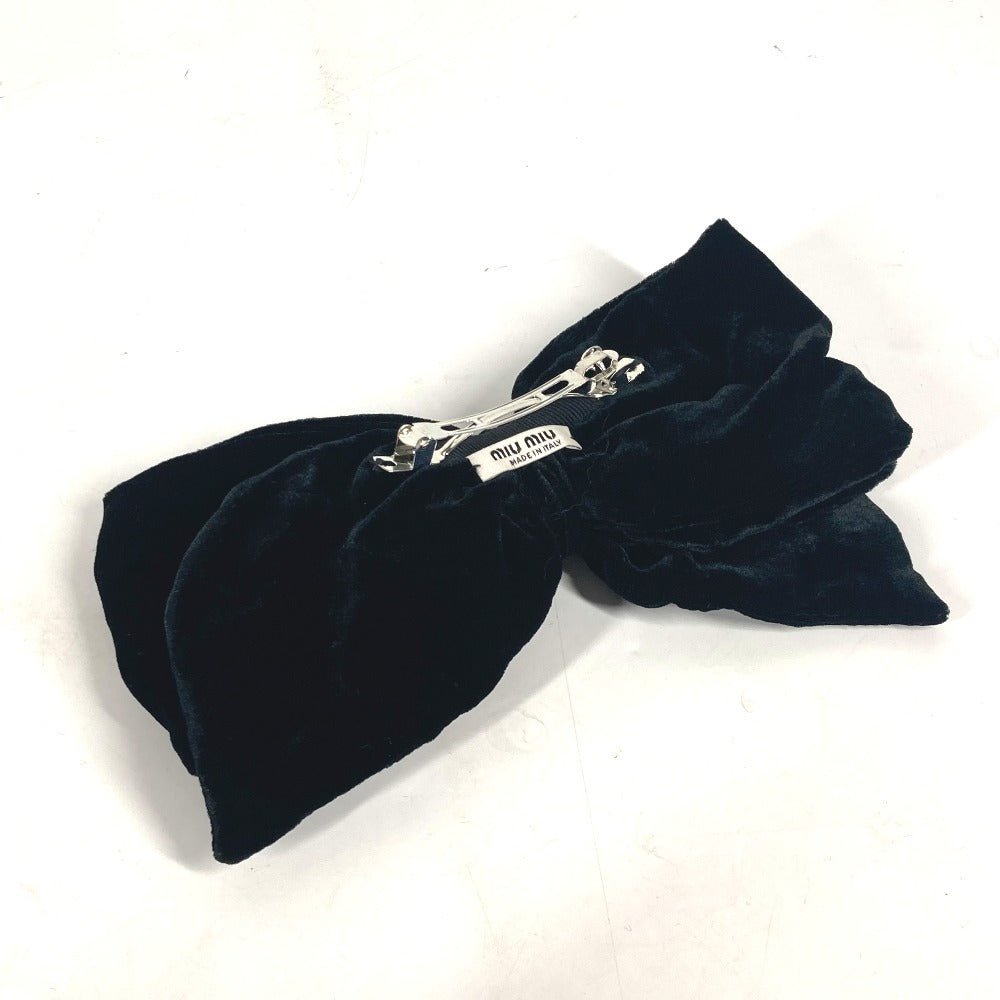 MIUMIU Valletta Velor black Big Ribbon Women Used Authentic