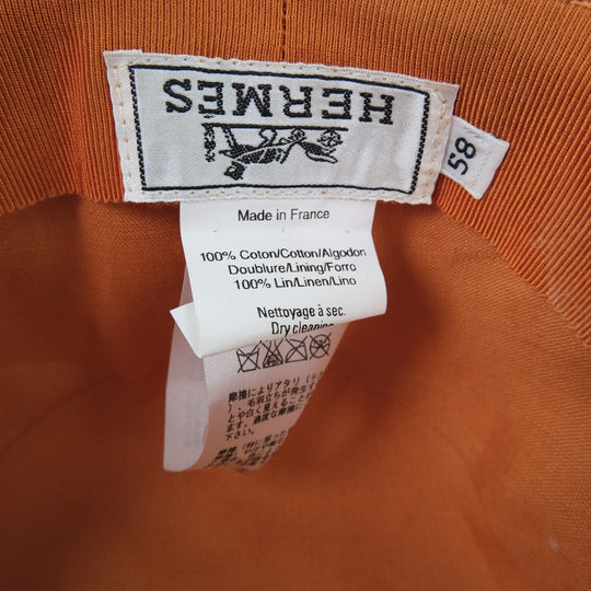HERMES hat Cotton, Linen Orange mens(Unisex) 58 Used Authentic