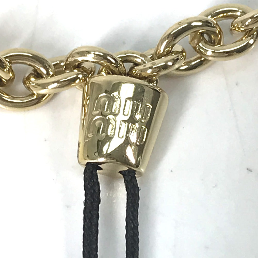 MIUMIU strap 5ZT044 metal gold logo rhinestone strap Women Used Authentic