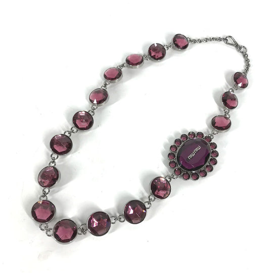 MIUMIU Necklace metal purple Accessories Bijoux Women Used Authentic