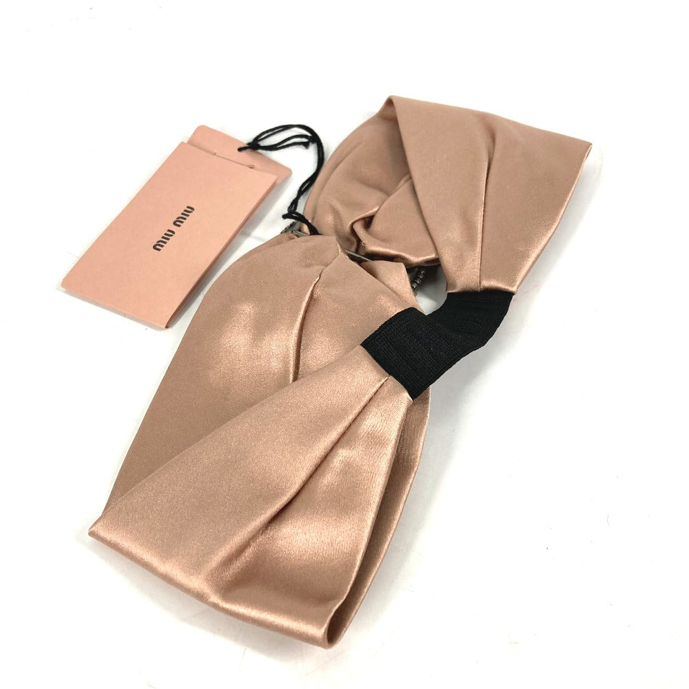 MIUMIU hair accessory Viscose, Silk pink Bijou rhinestone Women Used Authentic