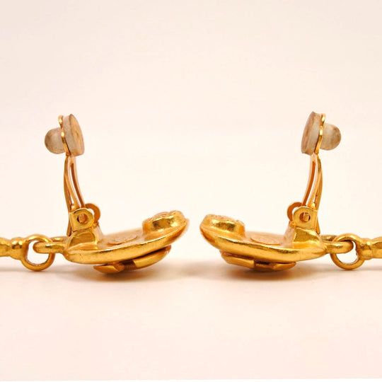 CHANEL Earring Plated Gold gold Swing / COCO Mark Women Used Authentic