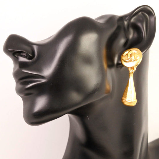CHANEL Earring Plated Gold gold Swing / COCO Mark Women Used Authentic