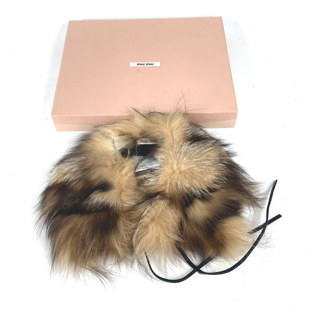 MIUMIU Scarf Fox beige fur Tippet Women Used Authentic