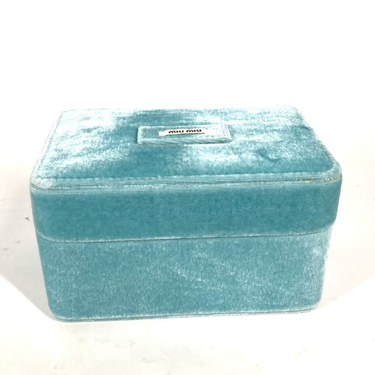 MIUMIU Accessory case velvet turquoise blue Inner bag Accessory pouch box logo jewelry case Women Used Authentic