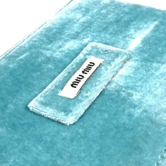 MIUMIU Accessory case velvet turquoise blue Inner bag Accessory pouch box logo jewelry case Women Used Authentic