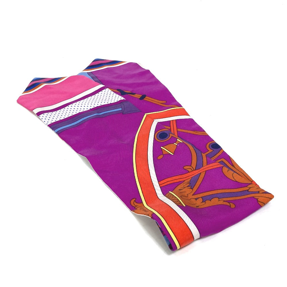 HERMES scarf silk pink Twill up Women Used Authentic