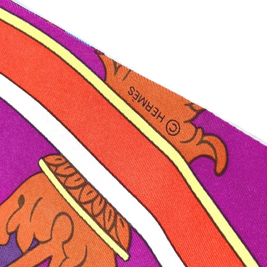 HERMES scarf silk pink Twill up Women Used Authentic